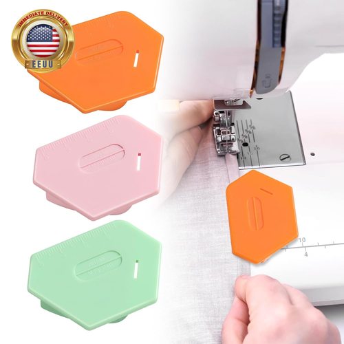 2-Pack Magnetic Seam Guide For Sewing Machines - Polygonal Scale Guide, Strong Magnet, Easy To Adjust (Green/Orange) - View #3