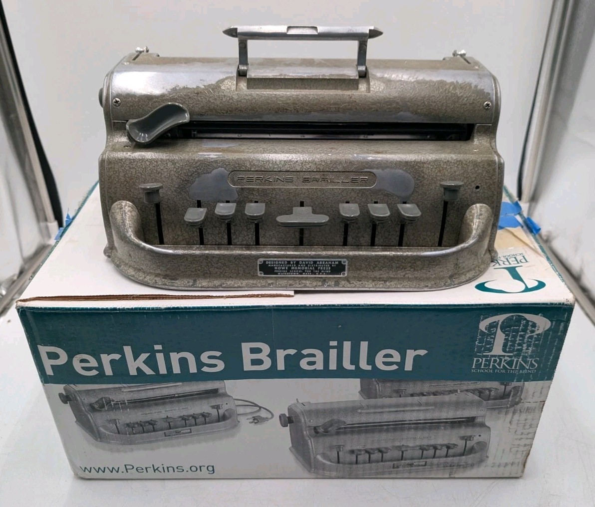 Vintage Perkins Brailler with Original Box - Designed by David Abraham and Manuf