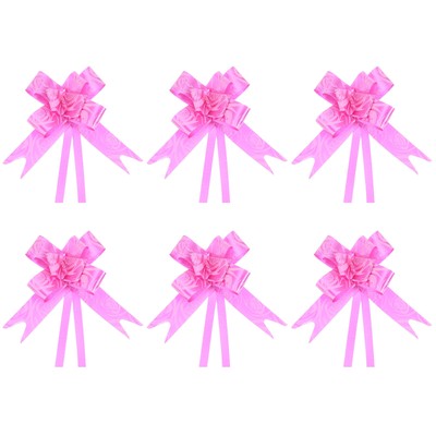 100Pcs 8'' Pull Bows Ribbon Gift Wrapping String Rose Pattern Bow Tie Rose Red