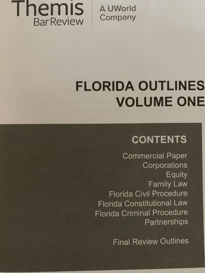 2025 2026 Themis FLORIDA OUTLINES SET of 2 Bar Exam Review Prep + BARBRI + FL + - Image 2 of 3