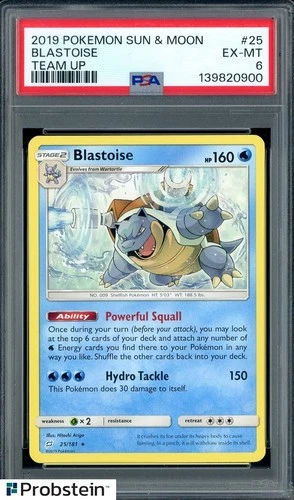 2019 Pokemon Sun & Moon Team Up #25 Blastoise PSA 6 EX-MT