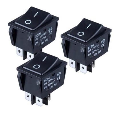 3Pcs 40A 12VDC ON/Off Large Current Rocker Toggle Switch 35A Pin Black 30Amp