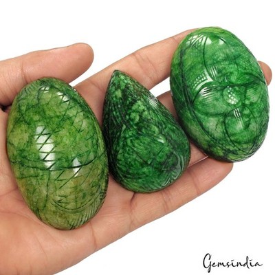 2040 Cts Natural Green Carving Emerald Mix Cut Earth Mined Loose Gems Lot 3 Pcs