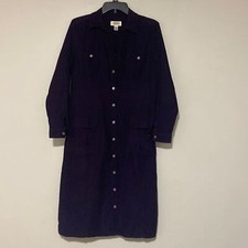 Talbots Velvet Ribbed Long Sleeve Maxi Dress Button Down Pockets - Size 10P