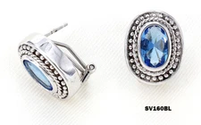 Casting Silver Earrings w/ CZ - Blue - ER-SV160BL