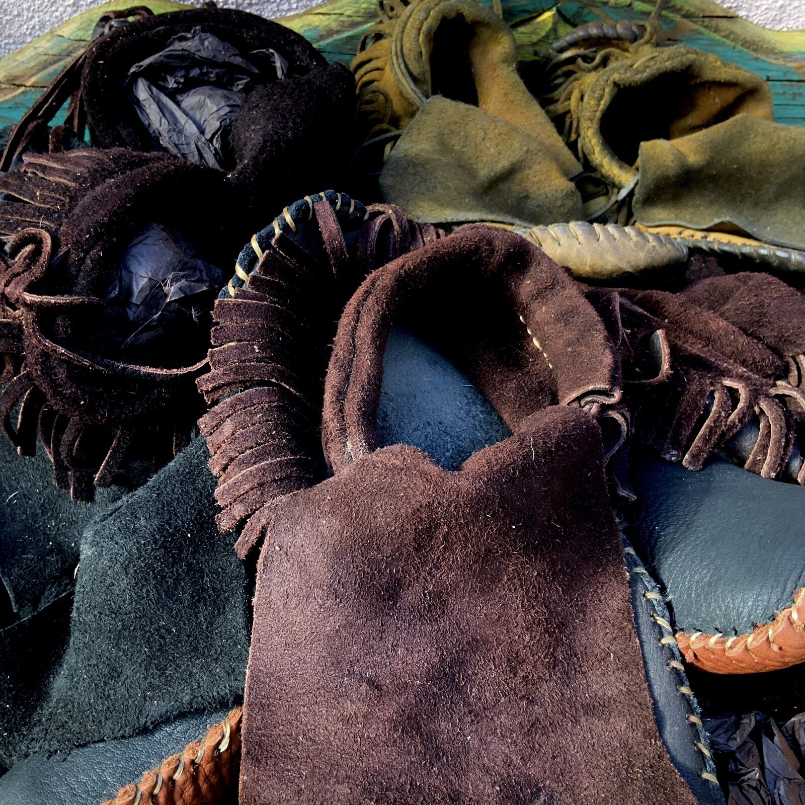 SAOLA Mocassini nativi americani alce suola di bufalo pelle frange