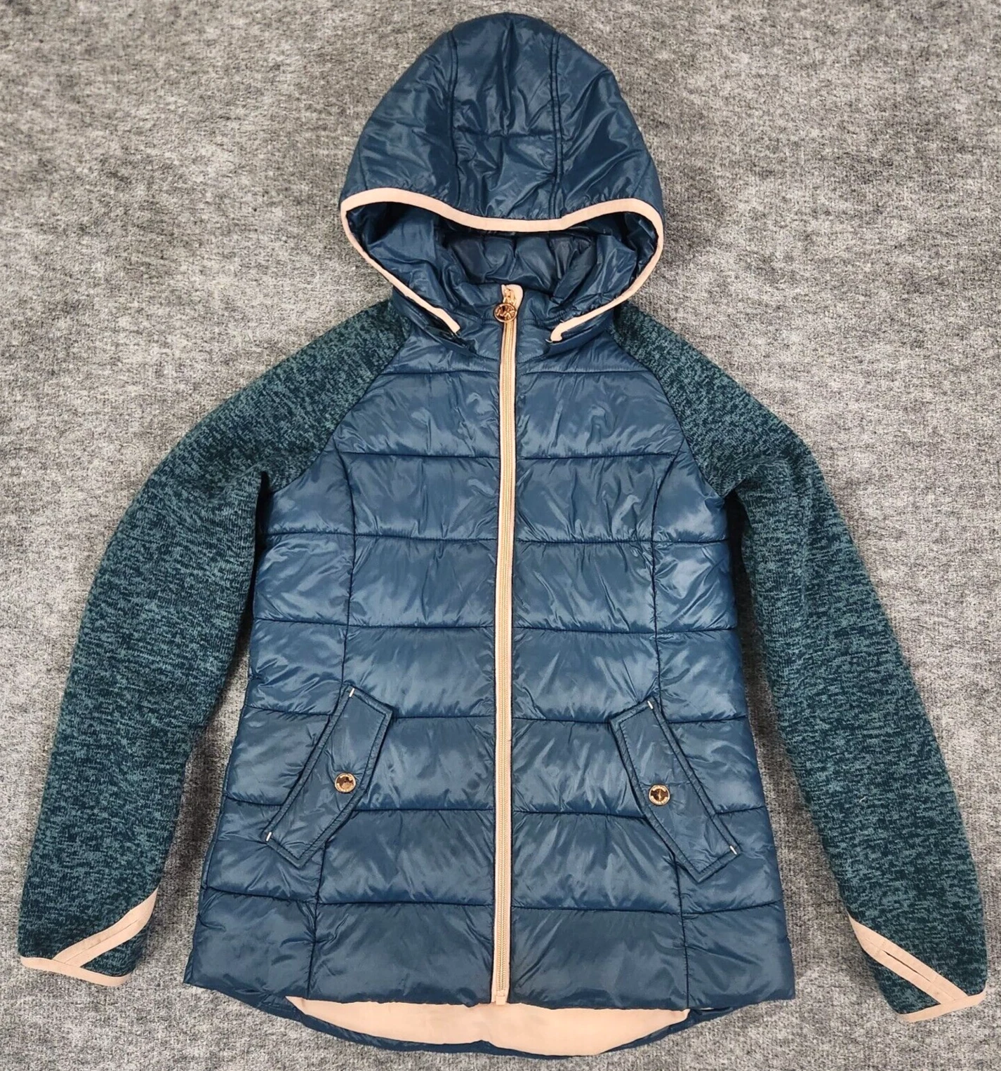 Giacca tampone con cappuccio verde verde verde acqua Michael Kors taglia 14