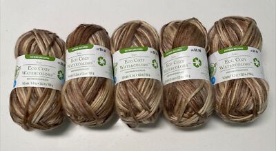5 - Loops & Threads Yarn Eco Cozy Watercolors Forest Mushroom Variegated Brown
