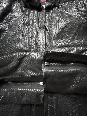 Roberto Cavalli Men's Leather Jacket 48 Long Sleeve Serpent