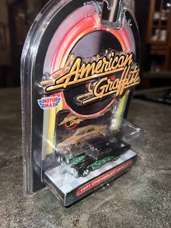 Motor Max 1:64 1971 Chevrolet Impala en NEGRO "American Grafitti" serie Diecast Foto 4 de 4