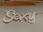 Silver Tone Chain Necklace Rhinestone Sexy
