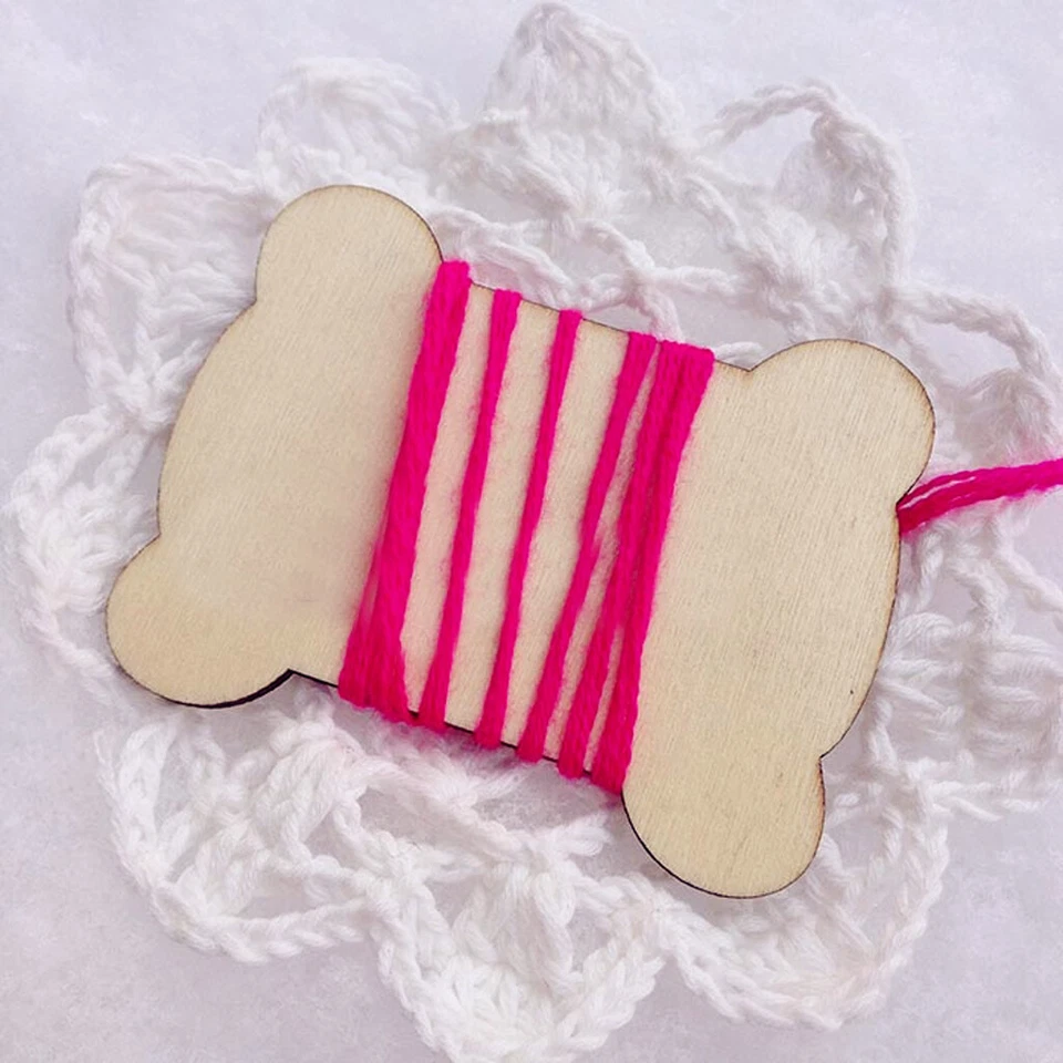 20Pcs Wooden Blank Thread Ribbon Twine Reel Organizer Flat - Image 2 of 4