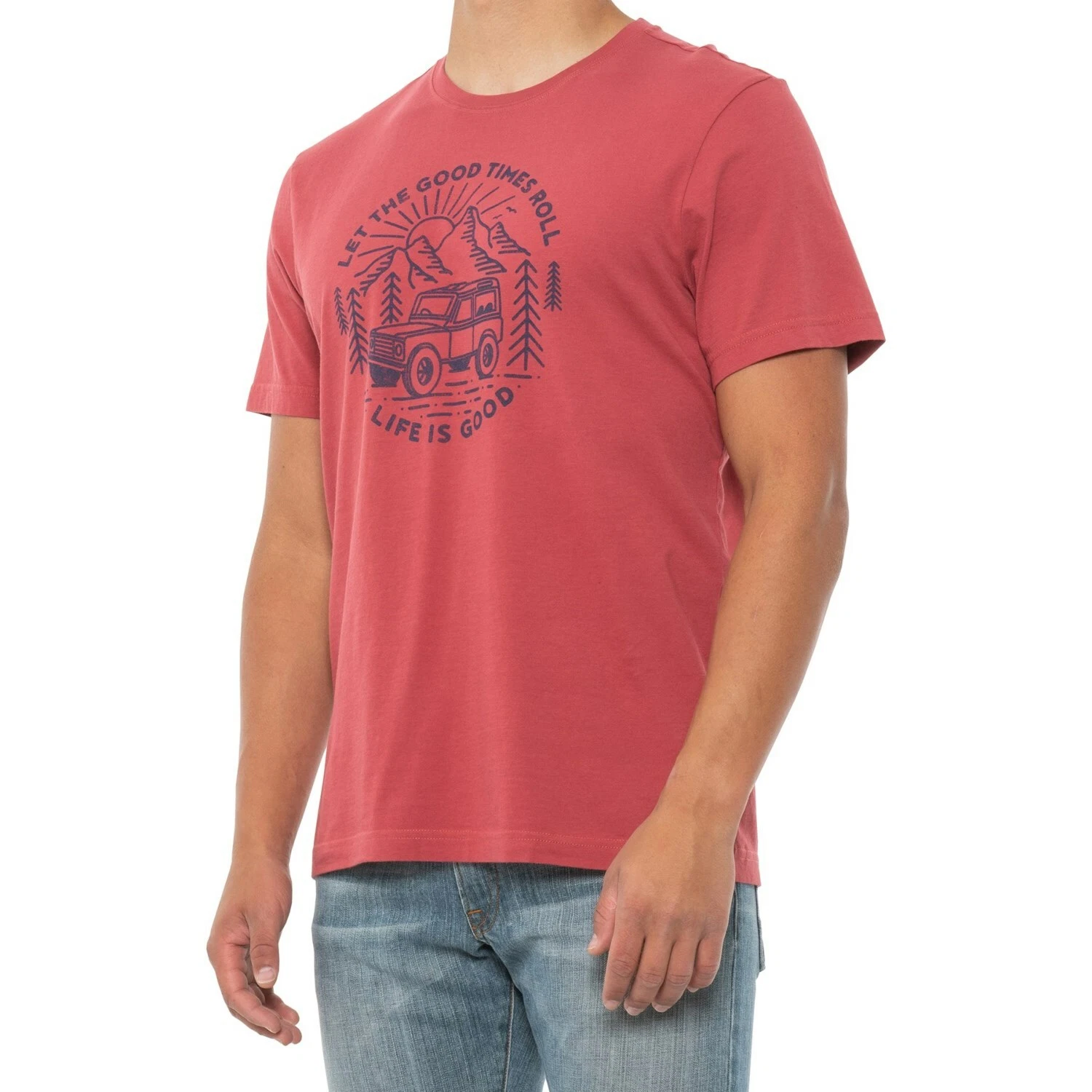 NWT LIFE IS GOOD MEN S/S T-Shirt Jeep 4X4 Off Road LET THE GOOD TIMES ROLL Med
