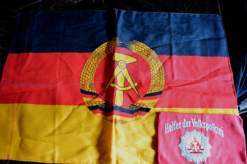 AUTHENTIC VINTAGE COMMUNIST EAST GERMANY FLAG & POLICE ARM BAND MATERIAL MADE