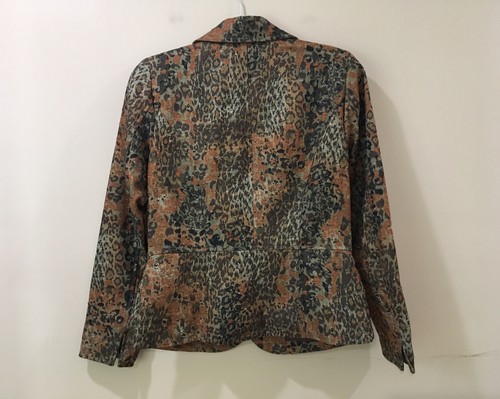 New Coldwater creek Tailored Blazer womens Animal Printed brown Orange Size 4 - Picture 2 of 12