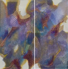 ORIGINAL Canadian Signed ABSTRACT DIPTYCH Textural Mixed Media OOAK PAINTING