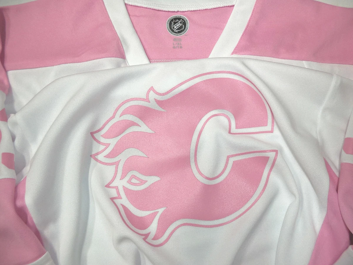 Adidas Calgary Flames No13 Johnny Gaudreau White/Pink Authentic Fashion Women's Stitched NHL Jersey
