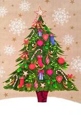 Greeting Card Christmas Tree Decoration Holiday Season Stockings Bells