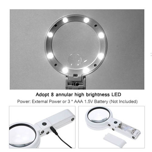 Handlupe 8LED mit Ständer 5x-10x Fach Vergrößerung Arbeitslupe Leselupe Lupe DHL - Bild 3 von 12