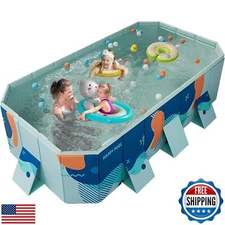Foldable Pool, Non-Inflatable Kids' and Adults' Outdoor Swimming Pool, Hard P