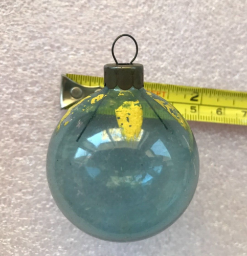 Vintage SMALL WWII Unsilvered Round BLUE Christmas Ornament 2" - Picture 1 of 3