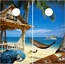 Beach Parrot Cornhole Wrap Bag Toss Skin Decal Sticker