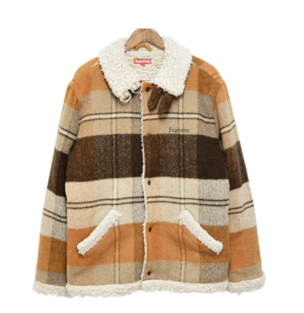 Veste de bombardier à carreaux Supreme F/W 17 taille marron motif à carreaux moyen