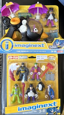 FISHER PRICE IMAGINEXT DC SUPER FRIENDS PACK BATMAN JOKER RIDDLER Bonus Penguin