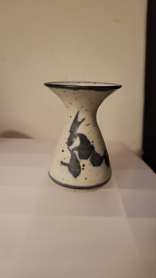 Walisische Kunstkeramik Vase gesprenkelter Look handgedrechselt modern signiert George Dear