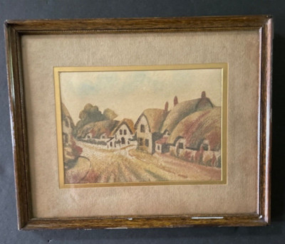 19th C. Sand Painting ''Famous Colored Sands of Alum Bay'' Old Village, Shanklin