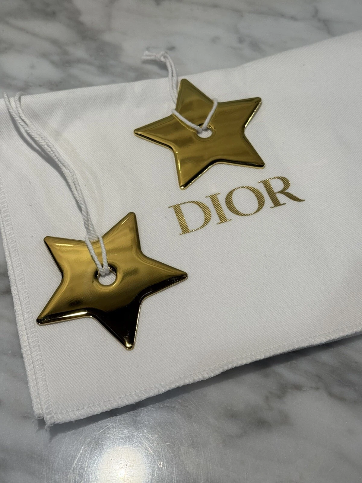 2 ornement breloques de sac Dior métal doré étoile