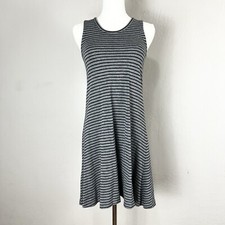 Madewell Highpoint Tank Dress Stripe Gray Black Jersey Knit Swing G2326 Size XXS
