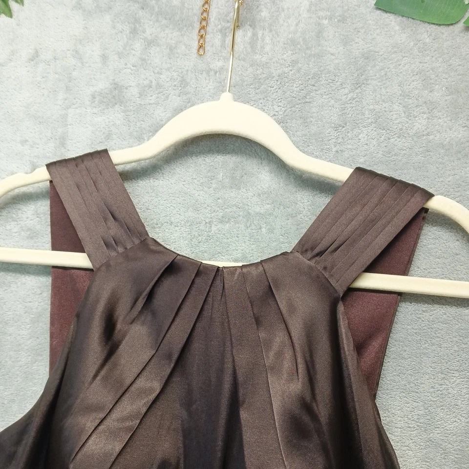 Vestido lápiz halter marrón satinado ADRIANNA PAPELL talla 8 boutique para mujer  Foto 3 de 4