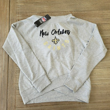 GIRLS NFL SHOP NEW ORLEANS SAINTS FOOTBALL LIGHTWEIGHT HOODIE GRAY Size XL-16