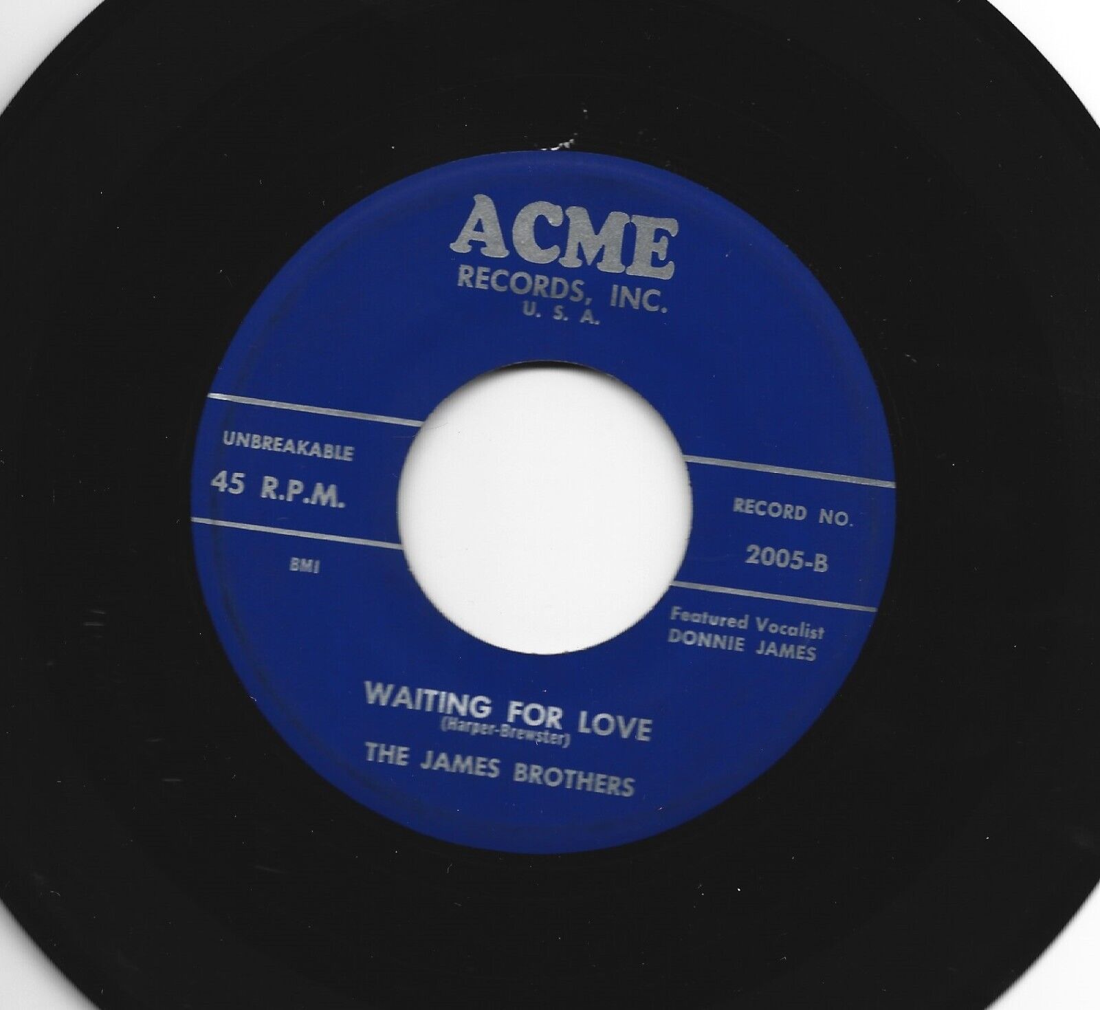 TEEN bw/ COUNTRY 45 - JAMES BROTHERS - WAITING FOR LOVE - HEAR -1959 KY ACME
