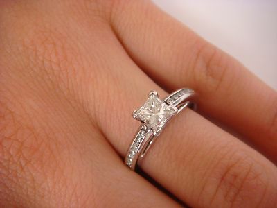STUNNING CARAT DIAMOND ENGAGEMENT RING, 14K WHITE GOLD, GRAMS  SIZE