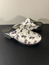 Moheda Sweden Leather/wood Clogs Size EU 38 Rare Unusual Moose Print Vintage