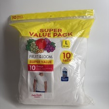Fruit of the Loom Tag-Free Crew Neck Cotton T-Shirt Pack of 10 Size Large 42-44