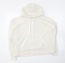 Womens UK Size 8 Teddy Soft Ivory Pullover Hoodie