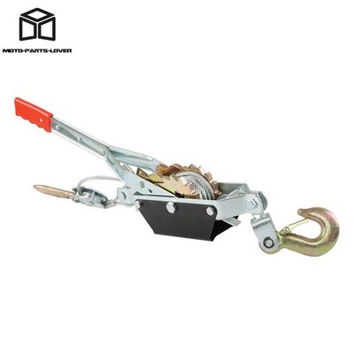 Come Along 2 Ton Winch Ratchet Dual Gear Power Puller w/ 2 Hooks Steel Cable