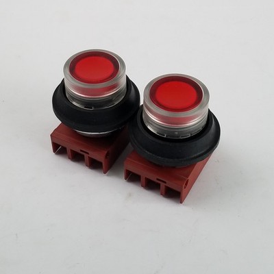 Lot of 2 AEG BFL-ER Illuminated Push Button Head, Red, Round, Polyamide Bezel