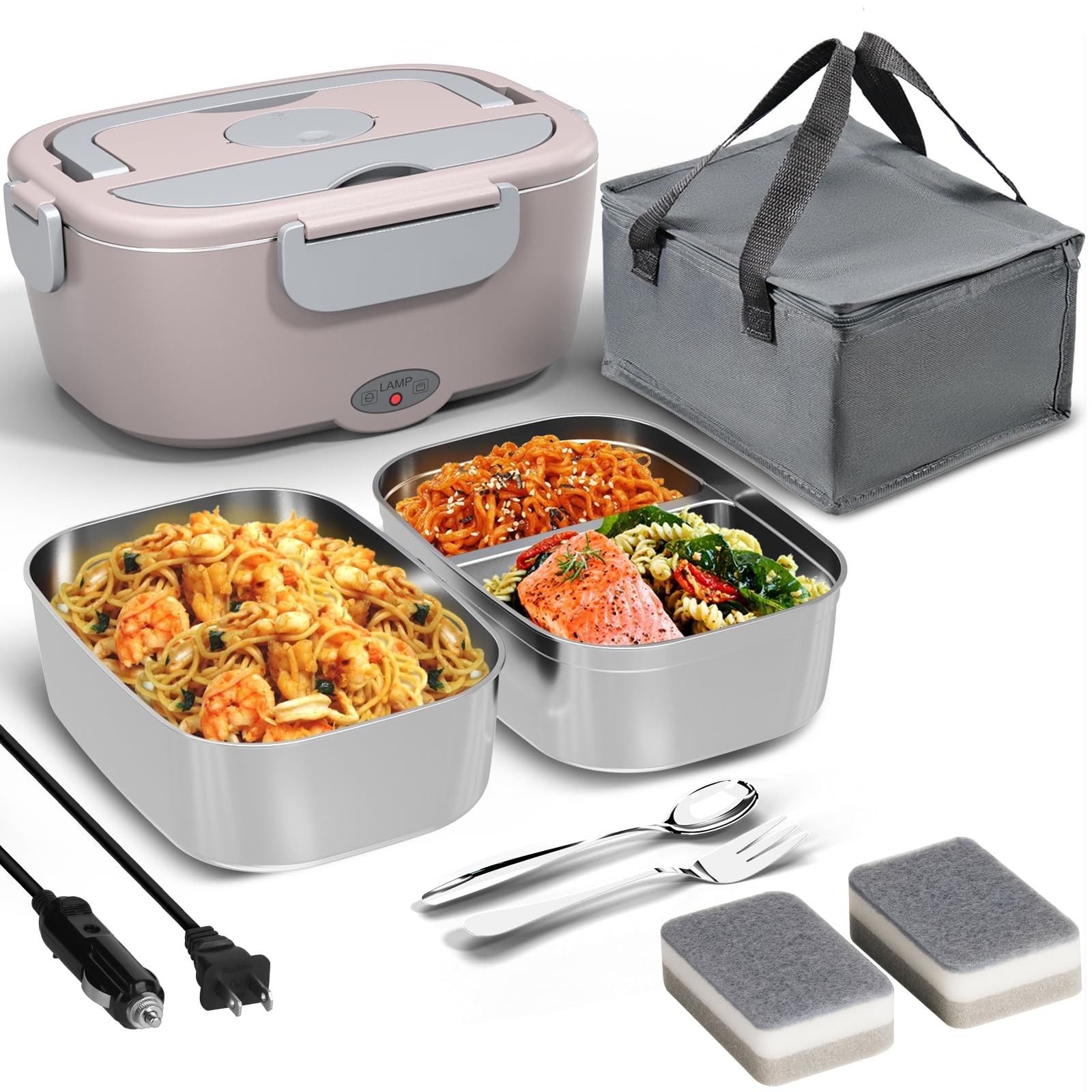 Electric Lunch Box for Adults - 80W Fast Heated Lunch Box for Men&Women with ...