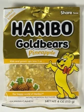 🍭 HARIBO Goldbears PINEAPPLE Gummi Candy Lmt Ed BEAR SHAPE - Comb.SHIP +$1/ea