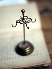 Small Antique Brass Jewelry Tree French Necklace Holder Bracelet Stand Vintage