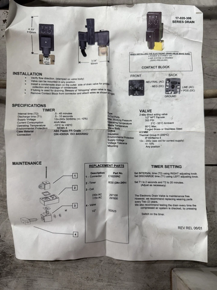 Norgren 17-020-306, Válvula de Drenaje Electrónica, Puertos NPT de 1/2", Válvula 115Vac Foto 4 de 4