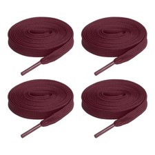 2 Pairs Flat Shoe Laces 2/5" x 63" Polyester Sneaker Shoestring, Wine Red