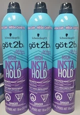 3x Got2b HIGH INSTA HOLD Spray Mega Cans 18 Oz/Each Schwarzkopf MEGA CAN