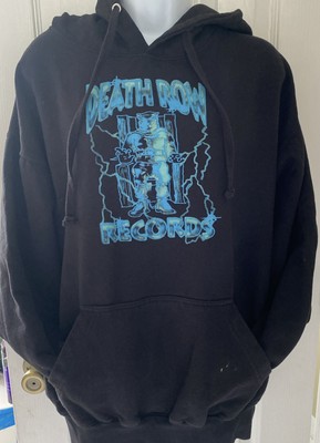 Death Row Records Hoodie Electric Chair Graphic Logo Black Size XL