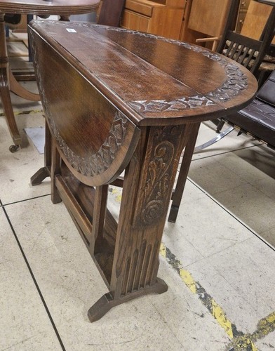 Small Antique Carved Oak Gateleg Drop Leaf Dining Table - CS D33 | eBay UK