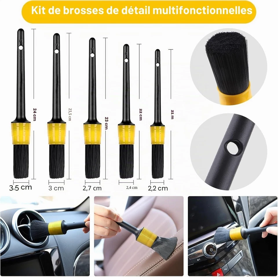 Kit Nettoyage Voiture Complet Brosse Perceuse Pads Polissage Chiffons Microfibre - Photo 3/4
